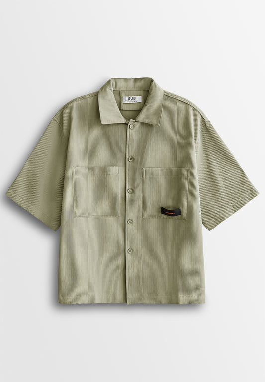 Men Oversized Short-Sleeve Shirt - Khaki - 510235