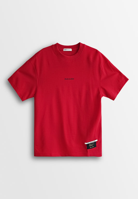 Men Oversized T-Shirt Short Sleeve - Red - 510362
