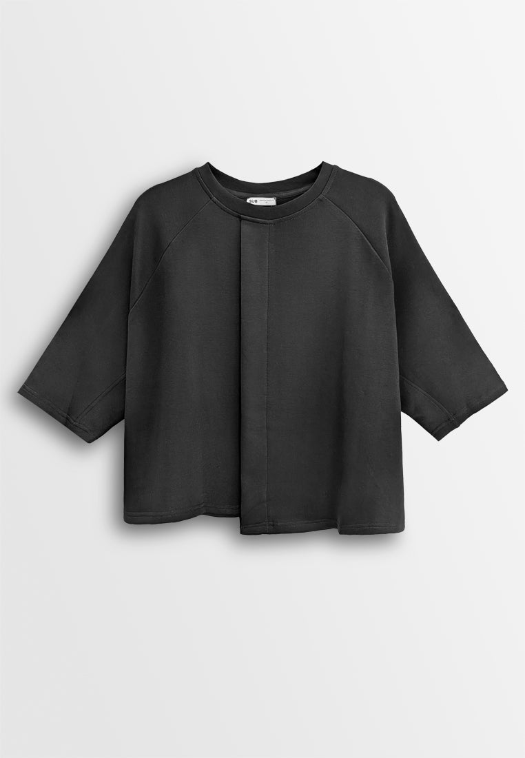 Women Asymmetrical Fashion Tee - Black - 610329