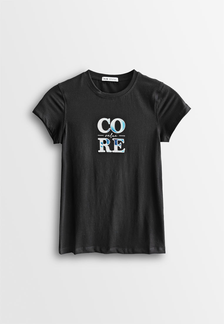 Women Short-Sleeve Graphic Tee - Black - 510169