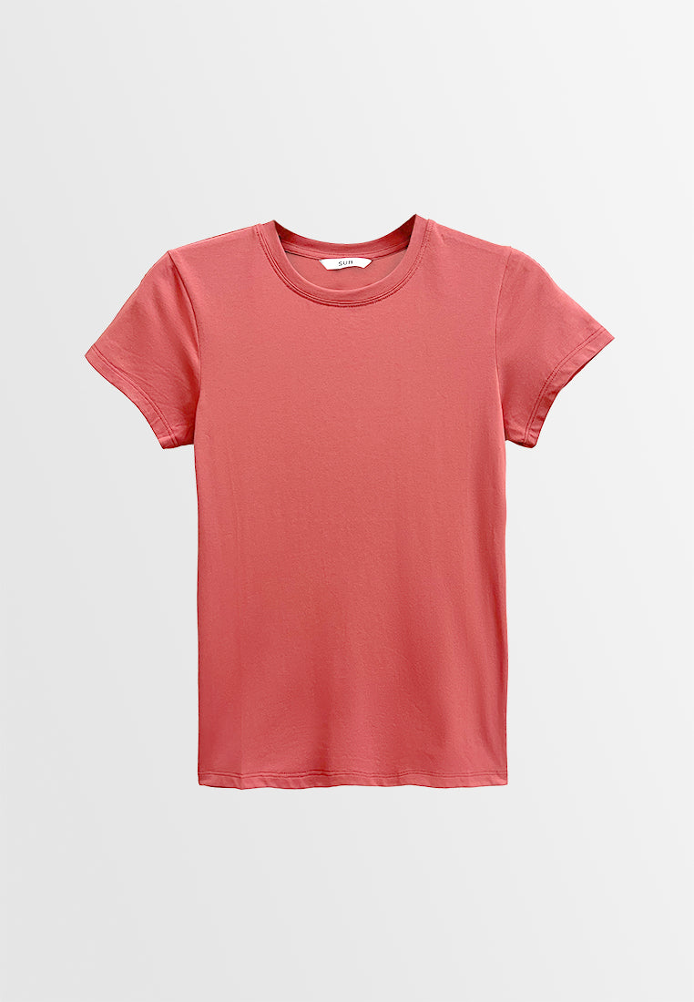 Women Short-Sleeve Basic Tee - Red - M3W683