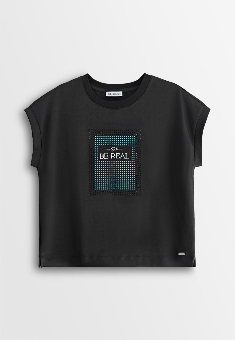 Women Sleeveless Fashion Tee - Black - 610240