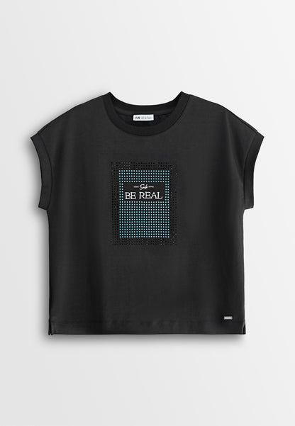 Women Sleeveless Fashion Tee - Black - 610240