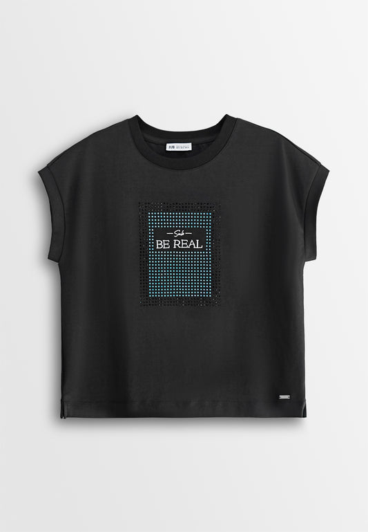 Women Sleeveless Fashion Tee - Black - 610240