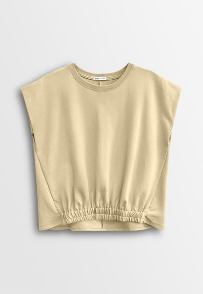 Women Sleeveless Fashion Tee - Khaki - 610258