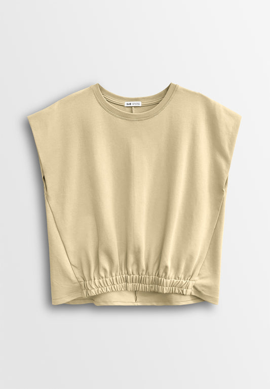 Women Sleeveless Fashion Tee - Khaki - 610258