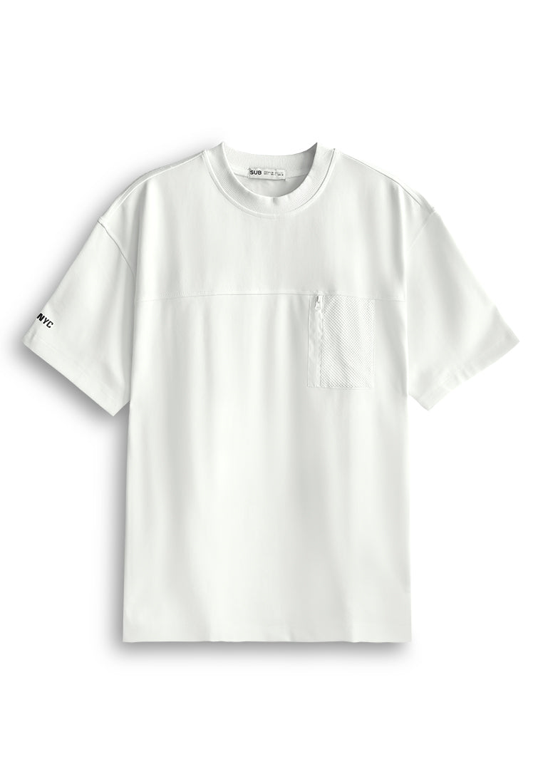 Men Oversized T-Shirt Short Sleeve - White - 510164