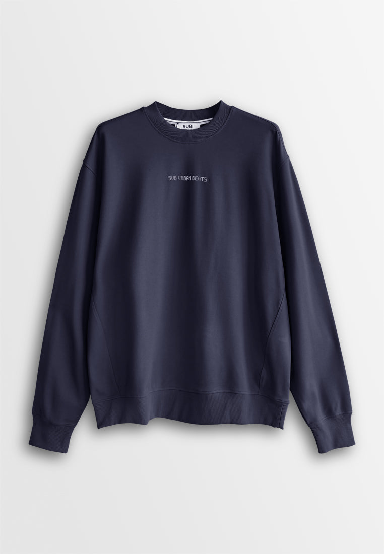 Men Oversized Long-Sleeve Sweatshirt - Navy - 510254