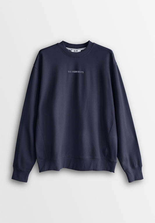 Men Oversized Long-Sleeve Sweatshirt - Navy - 510254