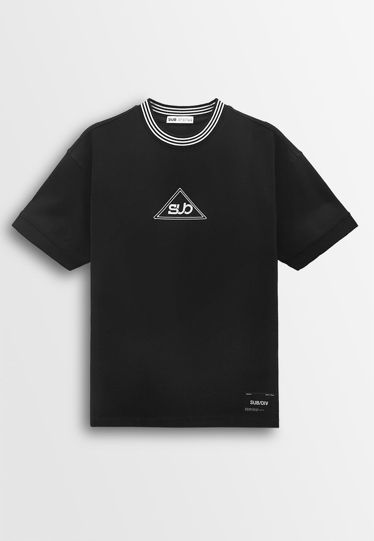 Men Oversized T-Shirt Short Sleeve - Black - 610256