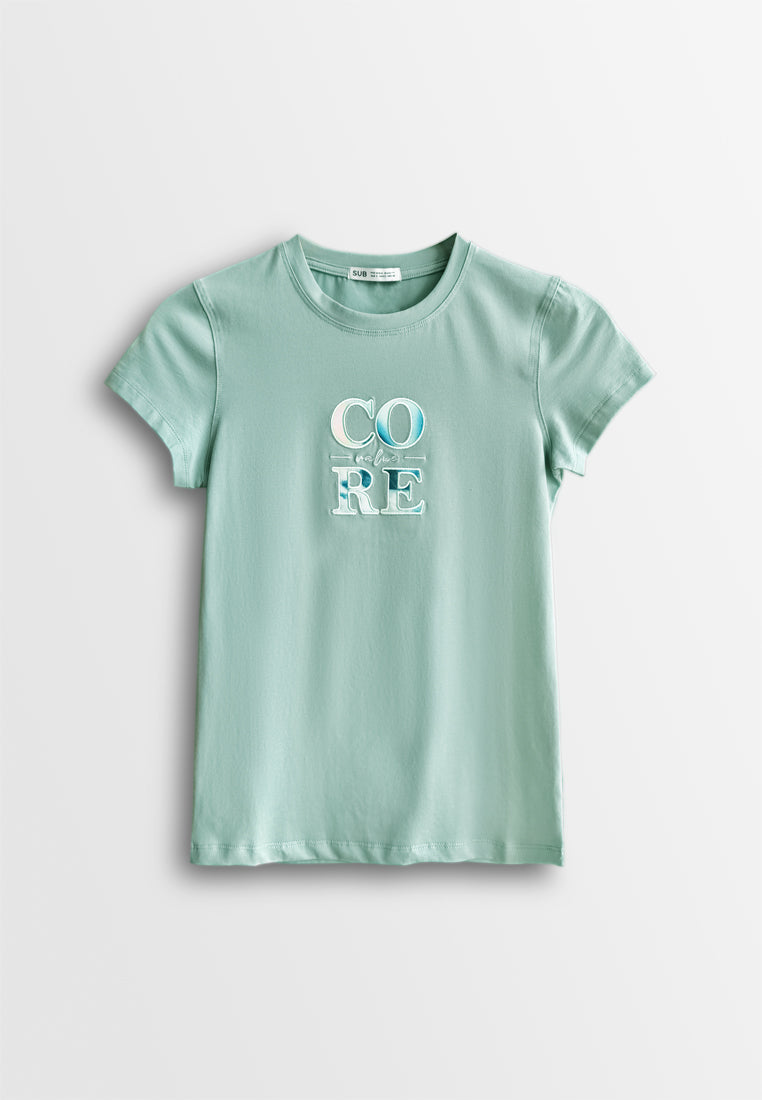 Women Short-Sleeve Graphic Tee - Light Green - 510170