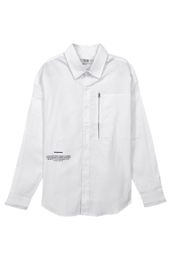 Men Oversized Long-Sleeve Shirt - White - S3M748