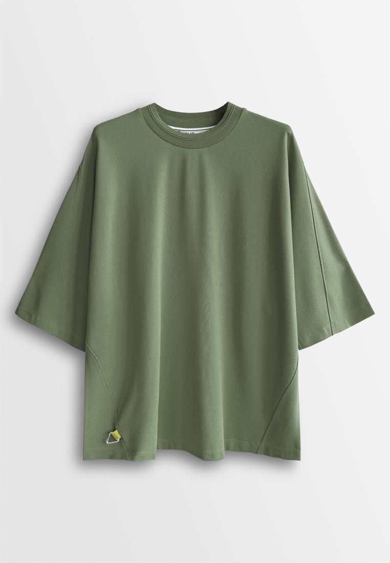 Men Oversized T-Shirt Short Sleeve - Army Green - 510246