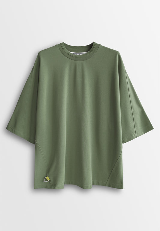 Men Oversized T-Shirt Short Sleeve - Army Green - 510246