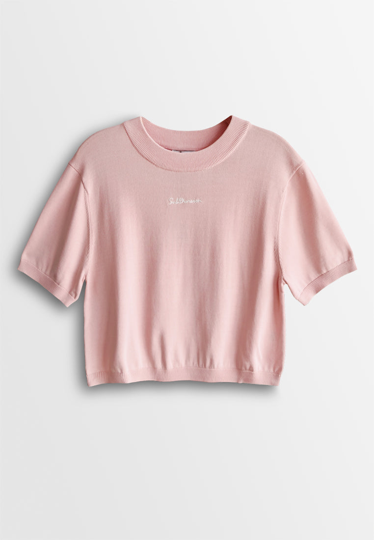 Women Short-Sleeve Knit Top - Light Pink - 510043