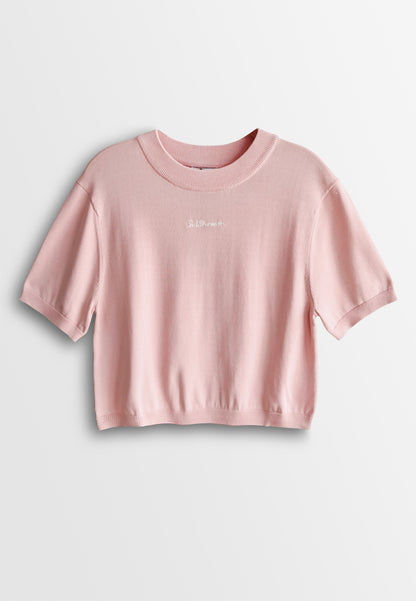 Women Short-Sleeve Knit Top - Light Pink - 510043