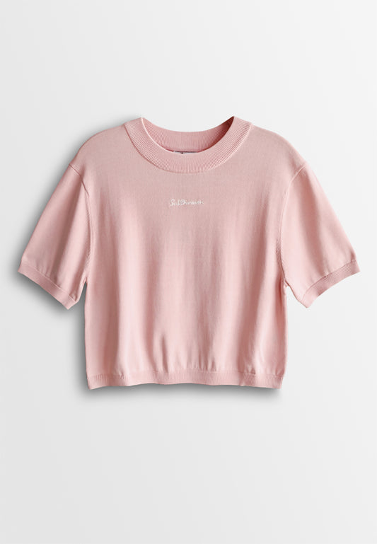 Women Short-Sleeve Knit Top - Light Pink - 510043