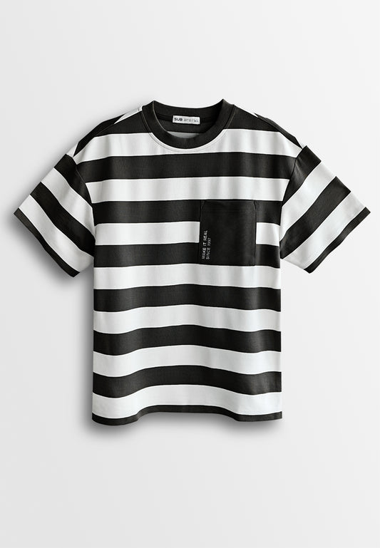 Men Oversized T-Shirt Short Sleeve - Black - 510046