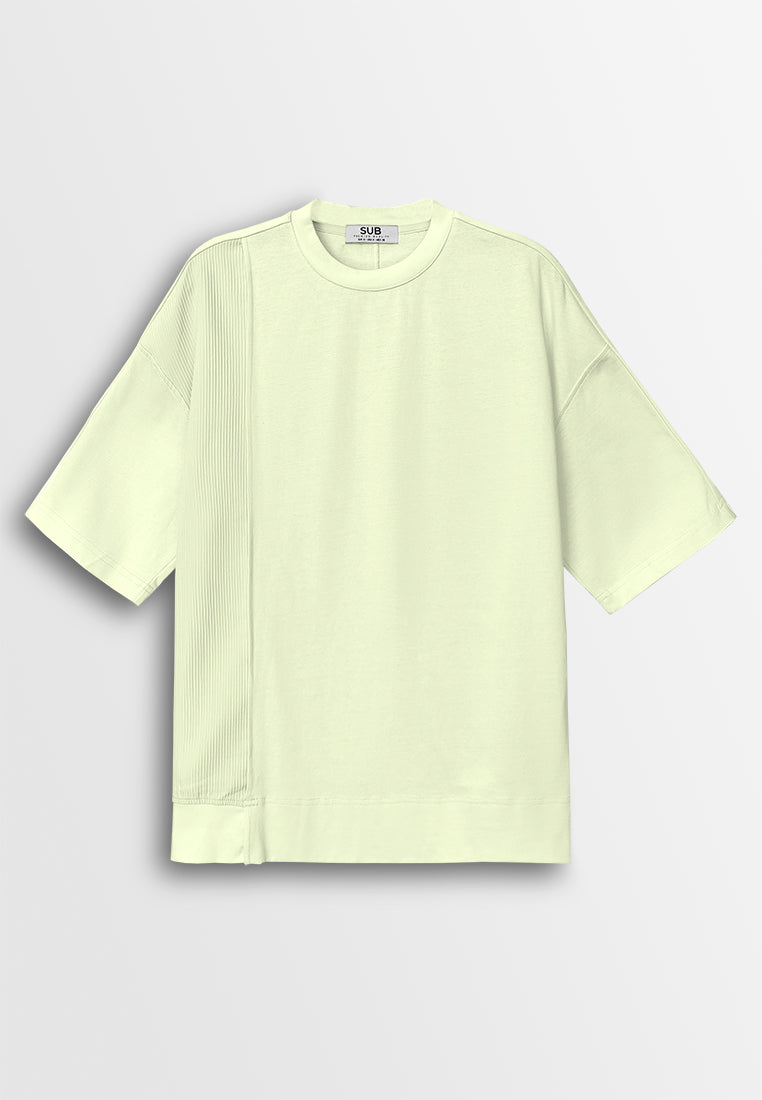 Men Oversized T-Shirt Short Sleeve - Beige - 410250