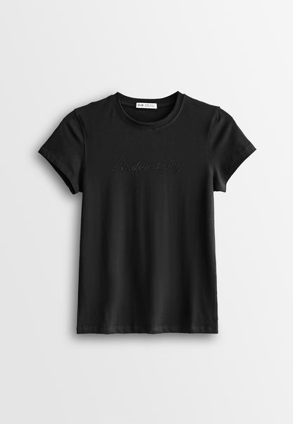 Women Short-Sleeve Graphic Tee - Black - 510264