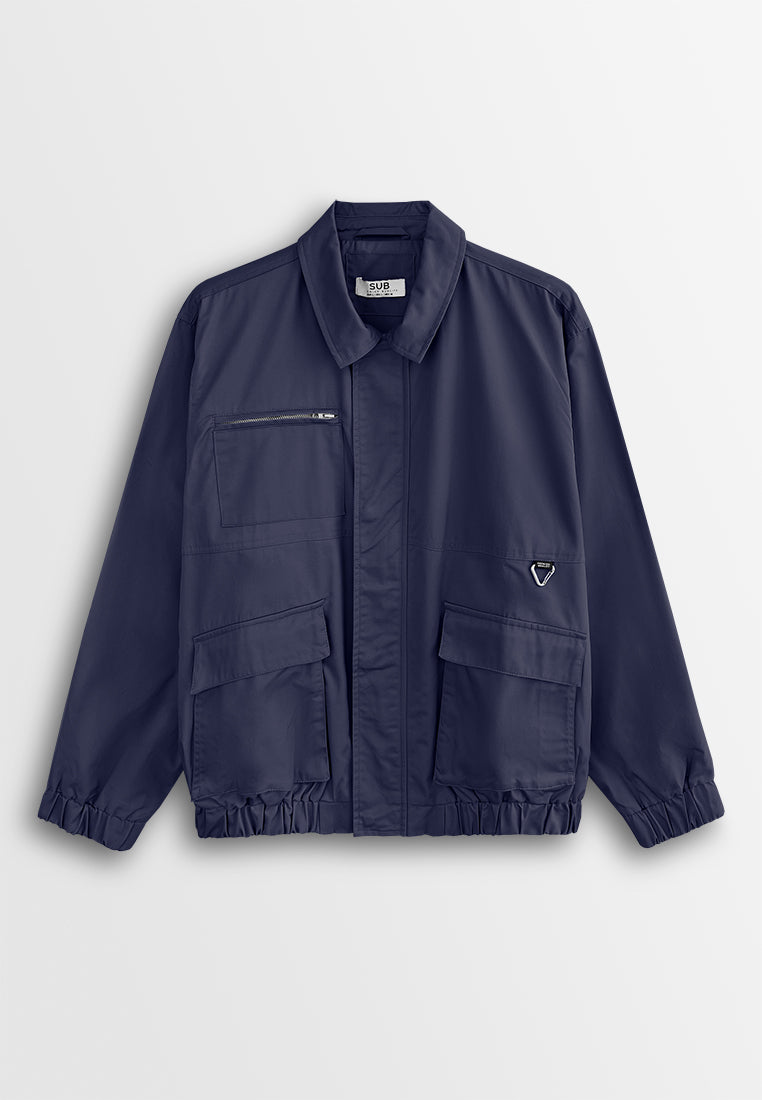 Men Oversized Bomber Jacket - Navy - 510262