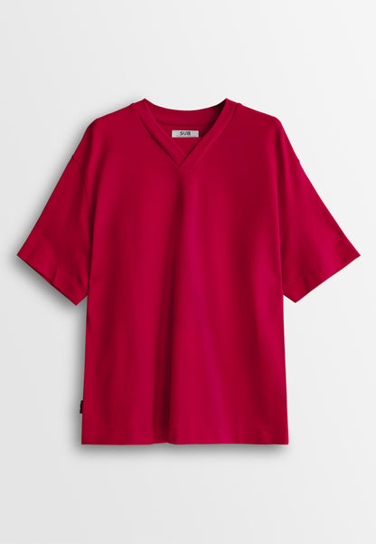 Men Oversized T-Shirt Short Sleeve - Red - 510317