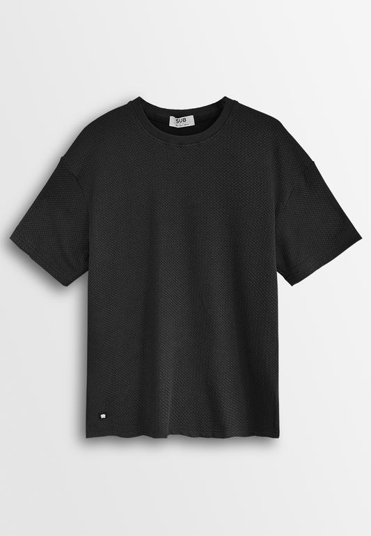 Men Oversized T-Shirt Short Sleeve - Black - 510146