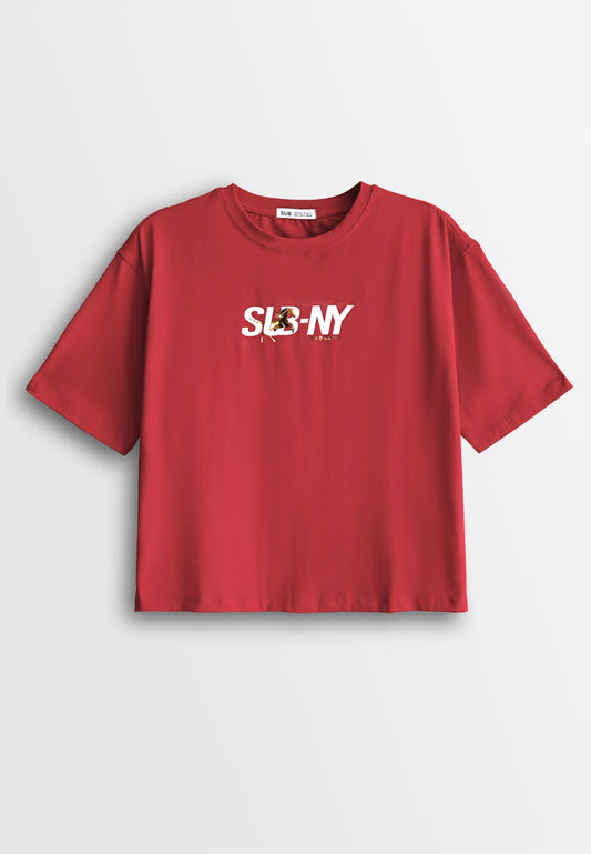 Women Short-Sleeve Fashion Tee - Red - 610223