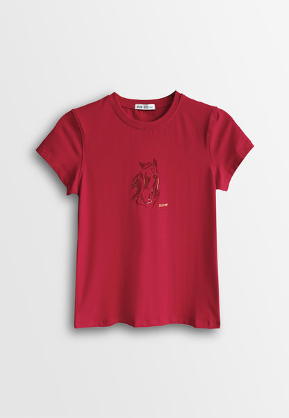 Women Short-Sleeve Graphic Tee - Red - 610217