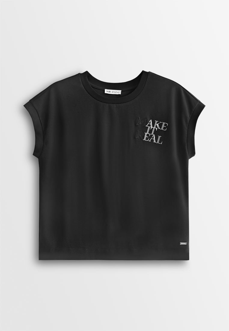 Women Sleeveless Fashion Tee - Black - 610366