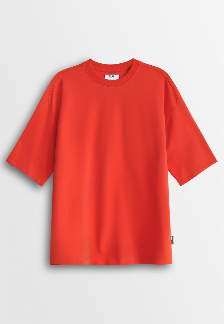 Men Oversized T-Shirt Short Sleeve - Orange - 610001
