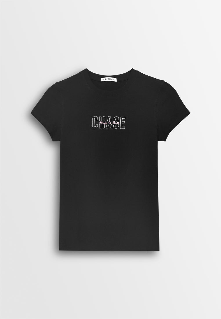Women Short-Sleeve Graphic Tee - Black - 610250