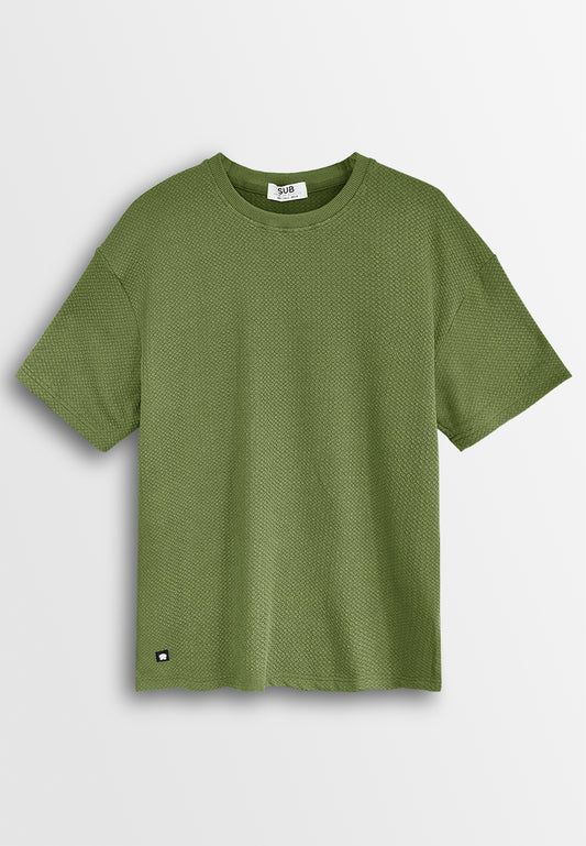 Men Oversized T-Shirt Short Sleeve - Army Green - 510101