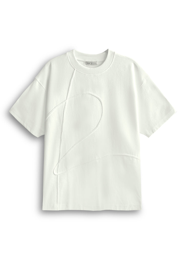 Men Oversized T-Shirt Short Sleeve - White - 610347