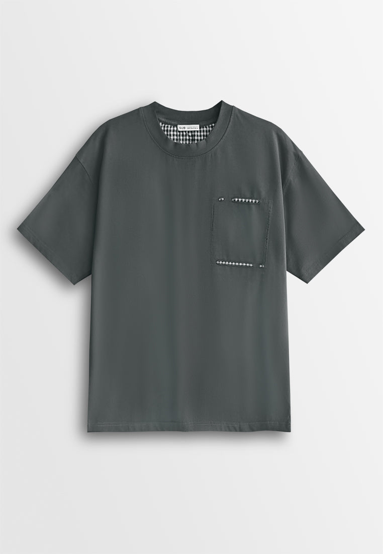 Men Oversized T-Shirt Short Sleeve - Grey - 610342