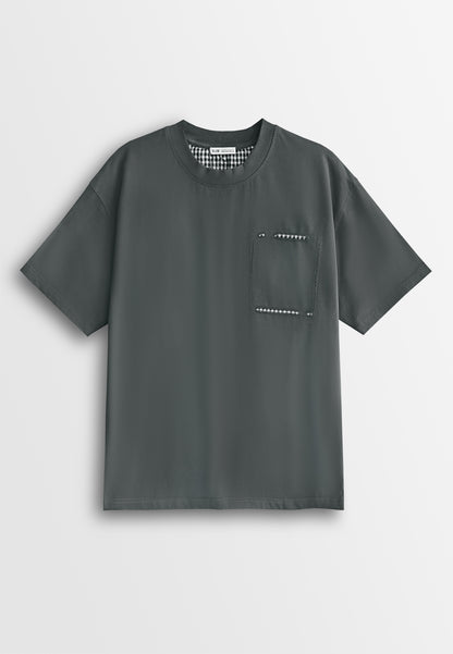 Men Oversized T-Shirt Short Sleeve - Grey - 610342