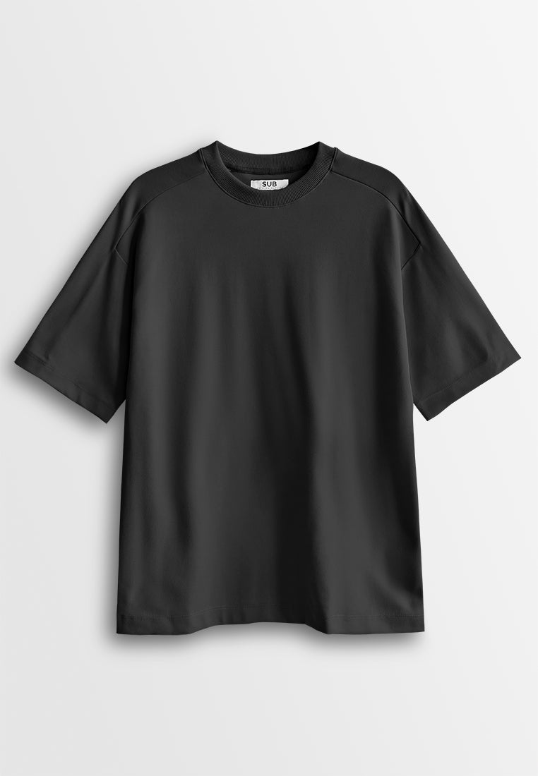 Men Oversized T-Shirt Short Sleeve - Black - 510312