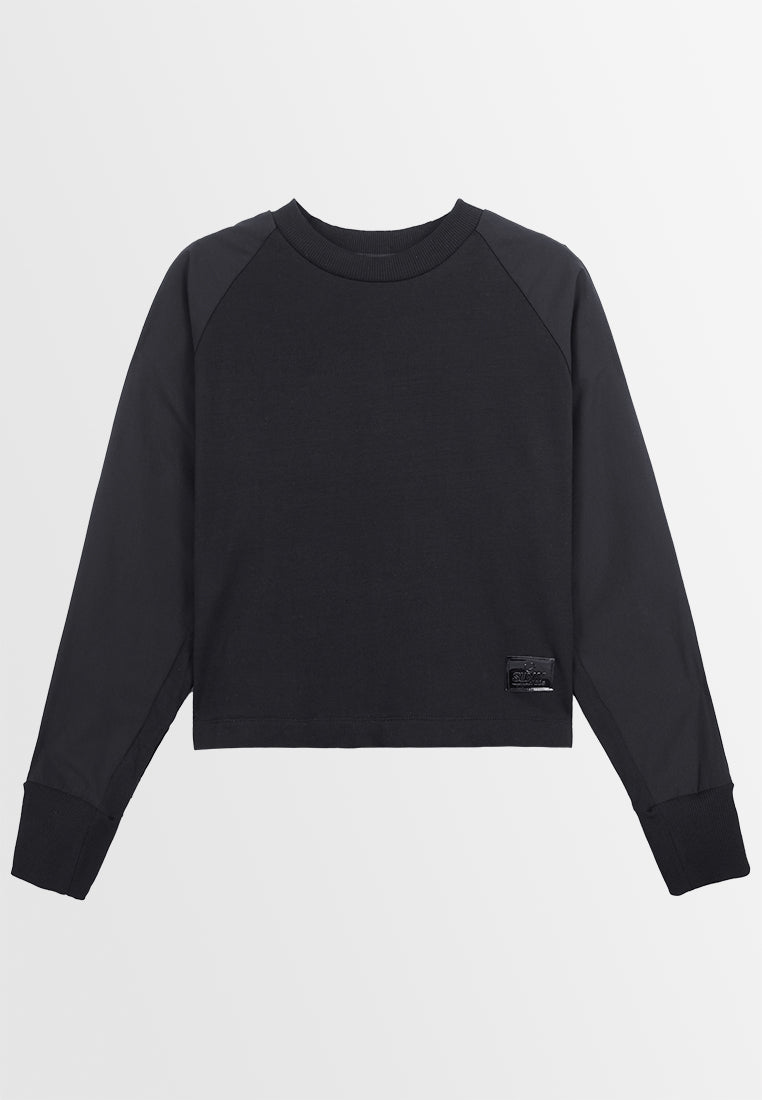 Women Oversized Long-Sleeve Sweatshirt - Black - 410073