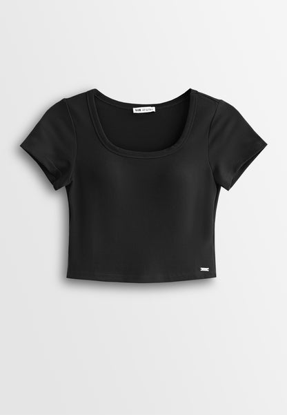 Women Square Neck Integrated Bra Top - Black - 610377