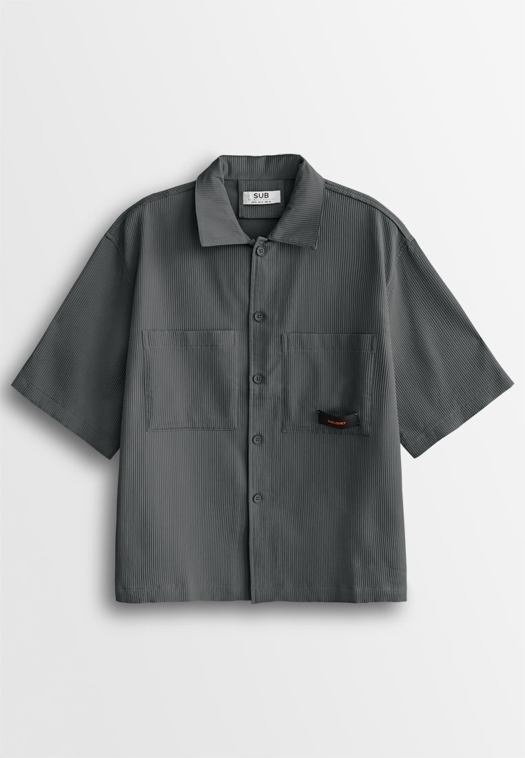 Men Oversized Short-Sleeve Shirt - Dark Grey - 510236