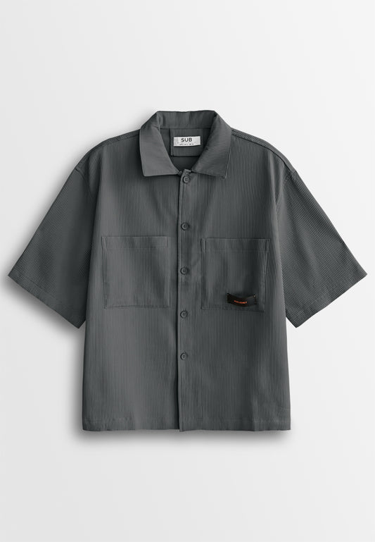 Men Oversized Short-Sleeve Shirt - Dark Grey - 510236