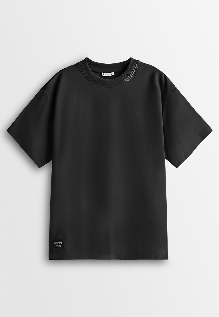 Men Oversized T-Shirt Short Sleeve - Black - 610360