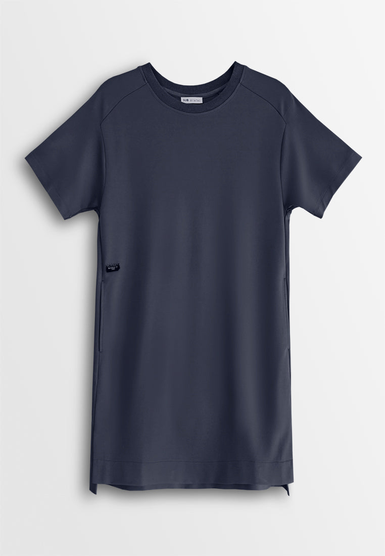 Women T-Shirt Midi Dress - Navy - 610345