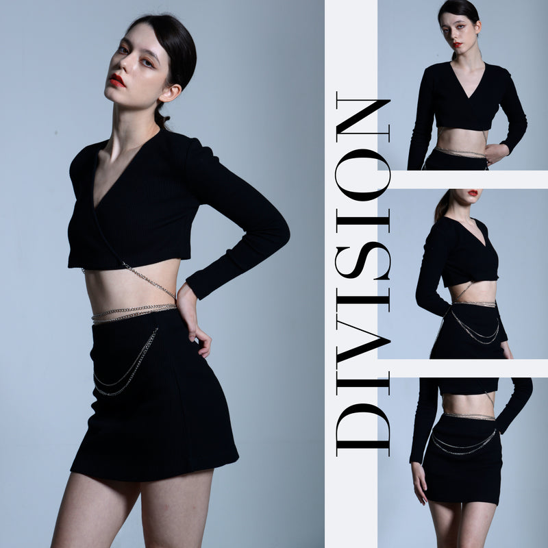 Women Long-Sleeve Fashion Tee - Black - M3W812