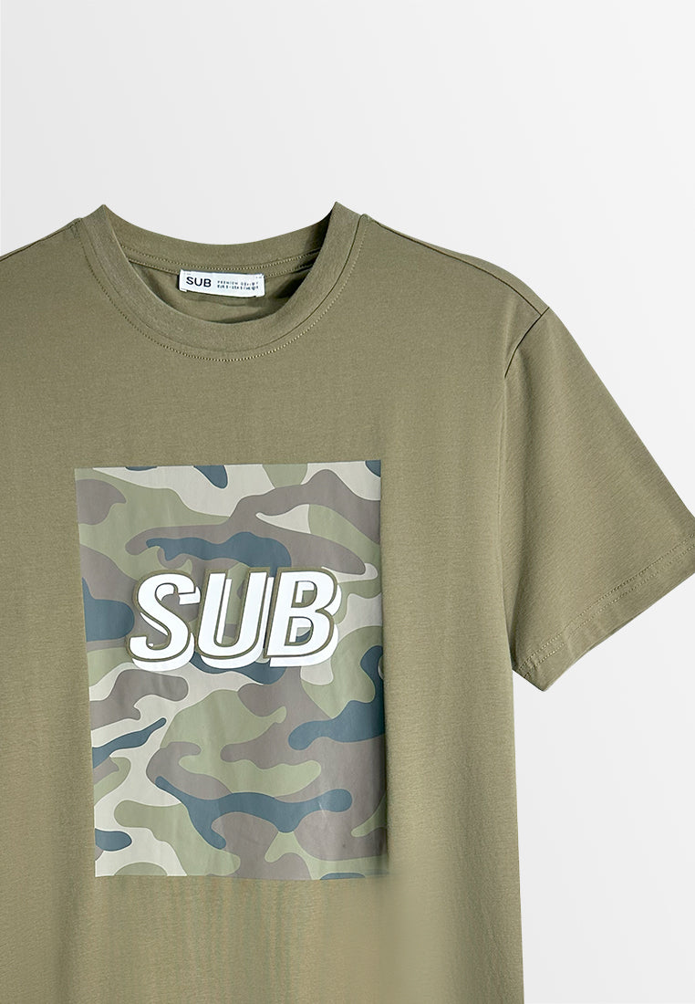Men Short-Sleeve Graphic Tee - Army Green - M3M704