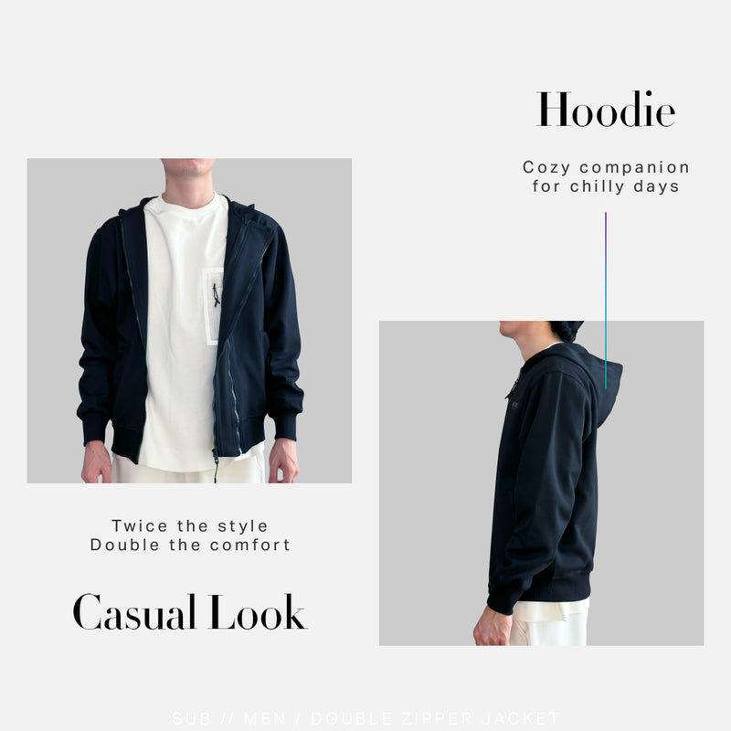Men Long-Sleeve Hoodies Jacket - Black - 410001