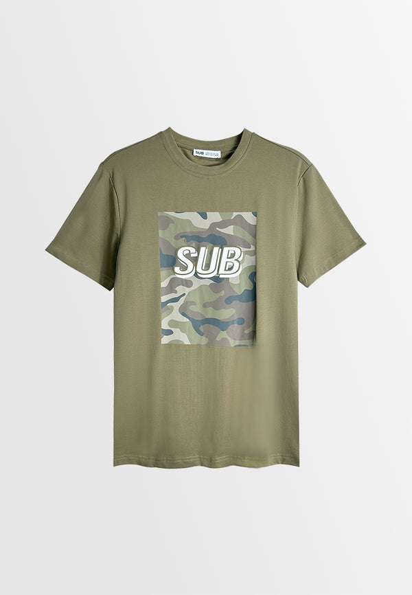Men Short-Sleeve Graphic Tee - Army Green - M3M704