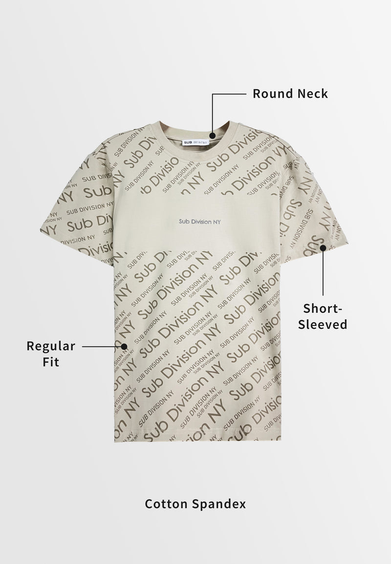 Men Short-Sleeve Graphic Tee - Khaki - 310093