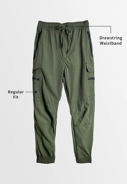 Men Cargo Long Jogger - Army Green - H2M443