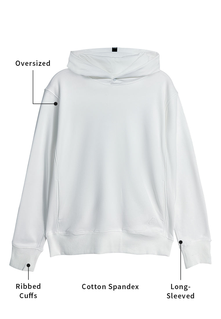 Men Long-Sleeve Oversized Sweatshirt Hoodies - White - M3M899